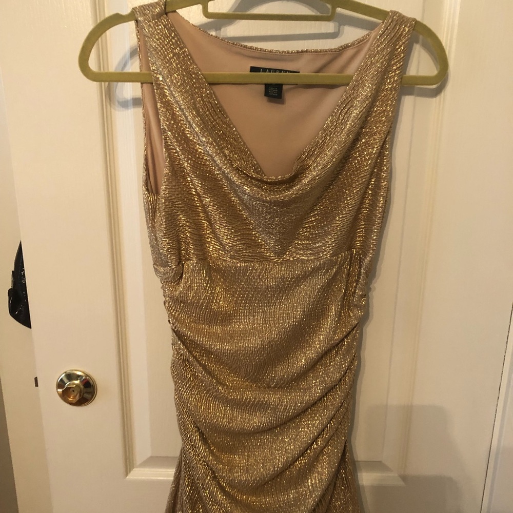 Gold, stretchy dress